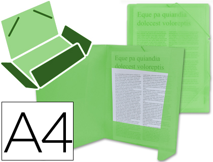 Carpeta de gomas Liderpapel A4 3 solapas polipropileno verde translúcido